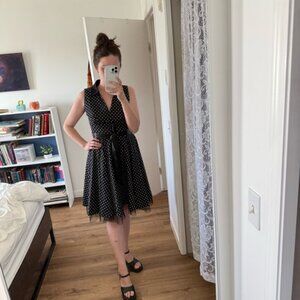 Hearts &Roses Black Polka Dot Dress Retro Vintage Style Pin Up Rockabilly US 12